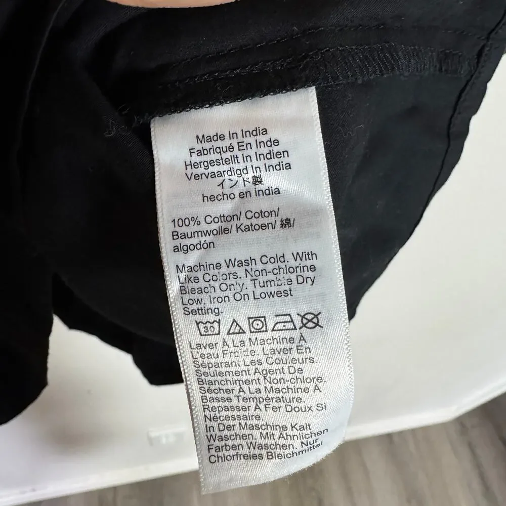 Madewell Puff Short Sleeve Scoop Neck Top Womens S Black Cotton Relaxed Pullover